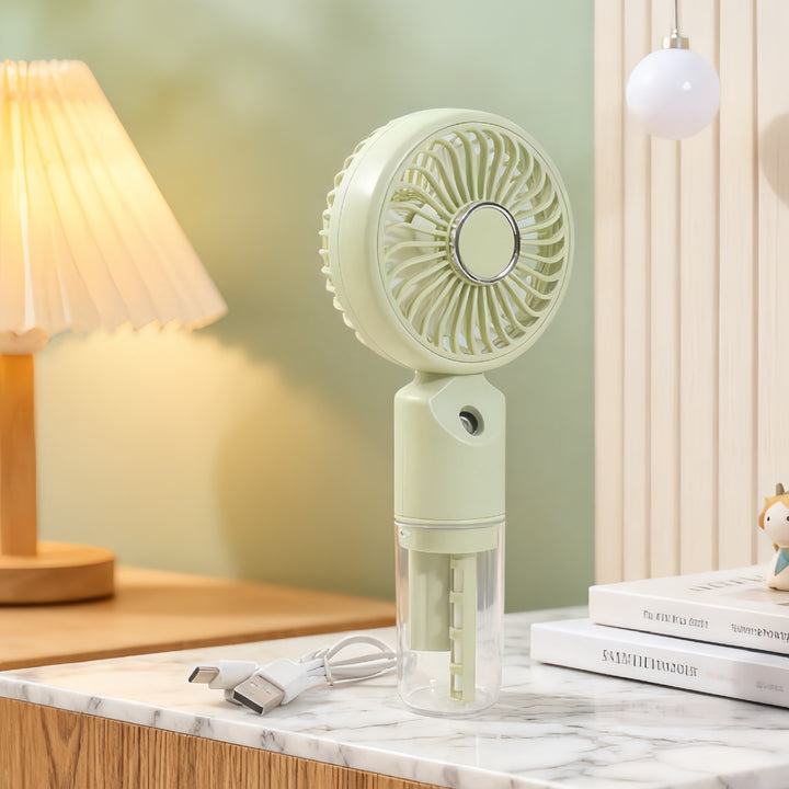 Women Portable Spray Fan with USB Connection and Innovative Design Bowlift