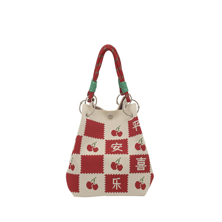 WoFloral Print Textured Handbag Bowlift