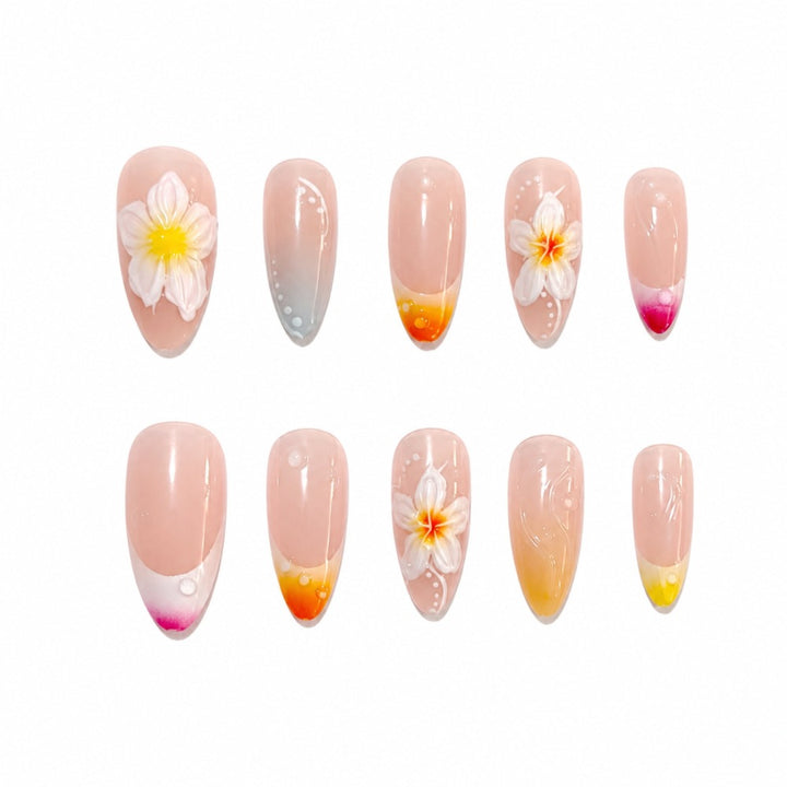 Floral Decorative Press-On Nails Set Bowlift
