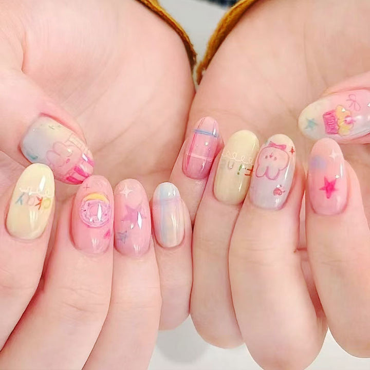 Whimsical Bunny-Themed Press-On Nail Art Set Bowlift
