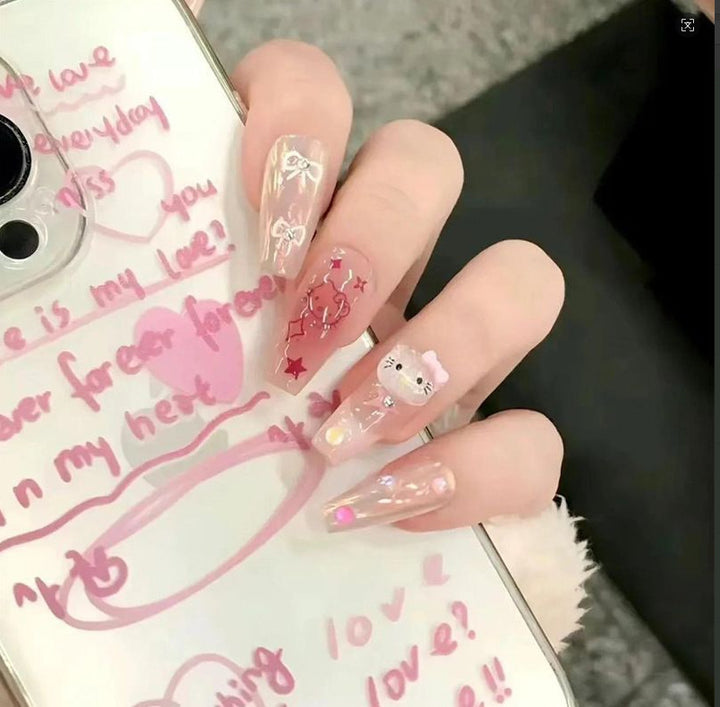 Artistic nail set with 3D flower and bow details Bowlift