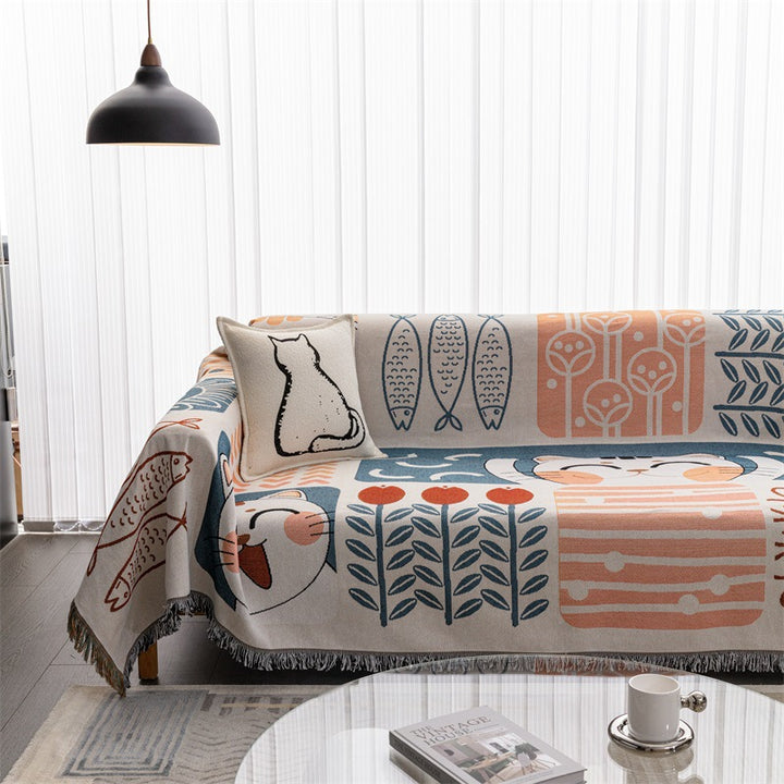 Cat-Themed Decorative Throw Blanket
