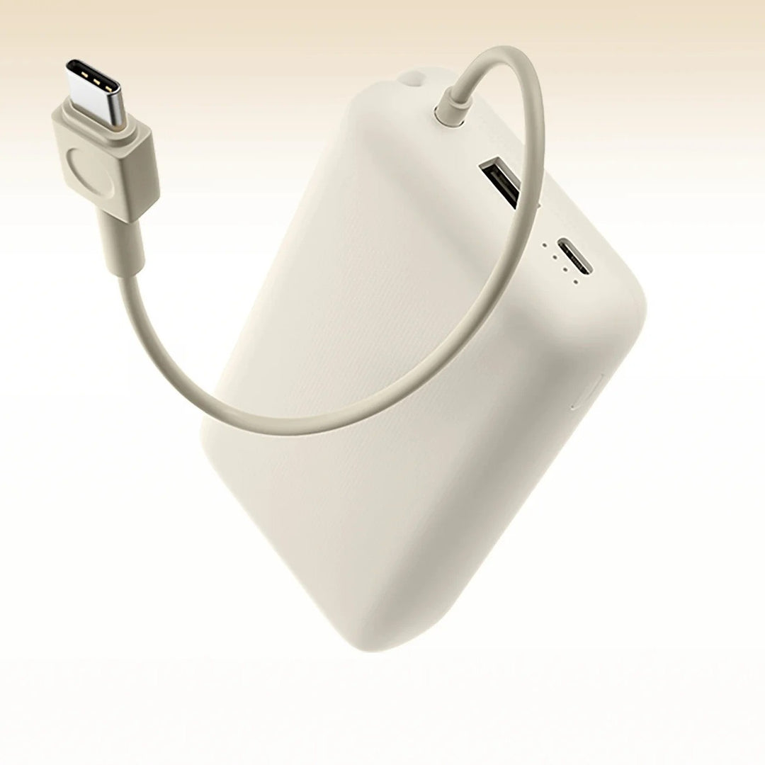 Compact Slim portable power bank with dual fast-charge USB-C ports and durable lanyard Bowlift