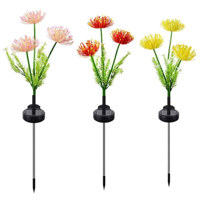 Solar LED Chrysanthemum Garden Stake Lights With Integrated Photovoltaic Panel Flexible Stem And Dusk-To-Dawn Sensor Bowlift
