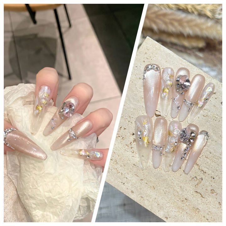 Artistic Stiletto Press-On Nail Set with Charming Patterns Bowlift