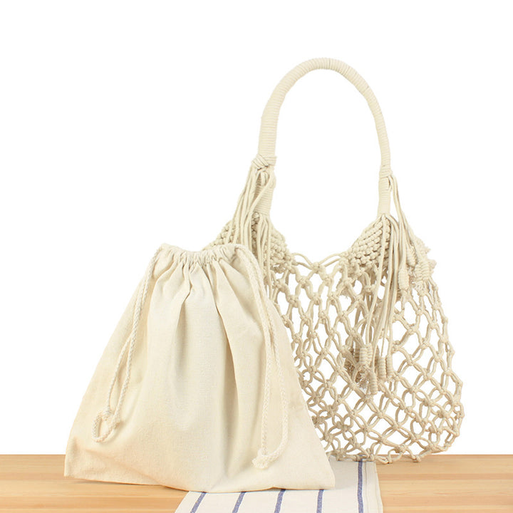 Macrame Tote Bag with Inner Pocket Bowlift