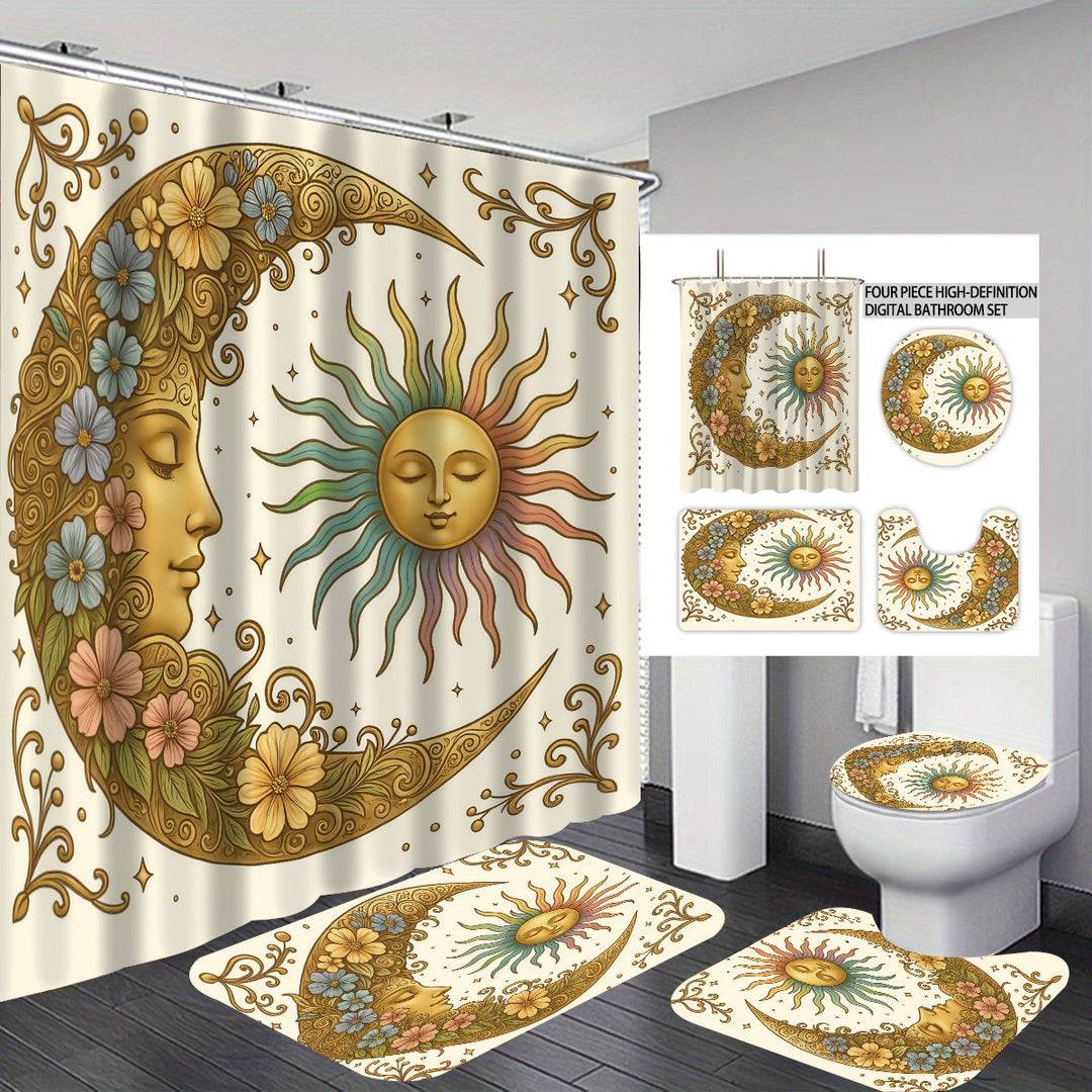 Celestial-Themed Four-Piece Bathroom Décor Set Bowlift