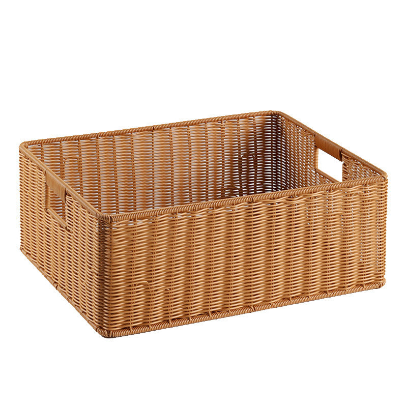 Handwoven Storage Basket with Cutout Handles Bowlift