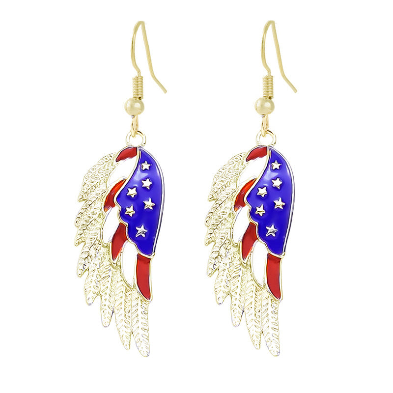Women's nan patriotic horseshoe enamel dangle earrings with star-accented design and fishhook findings Bowlift