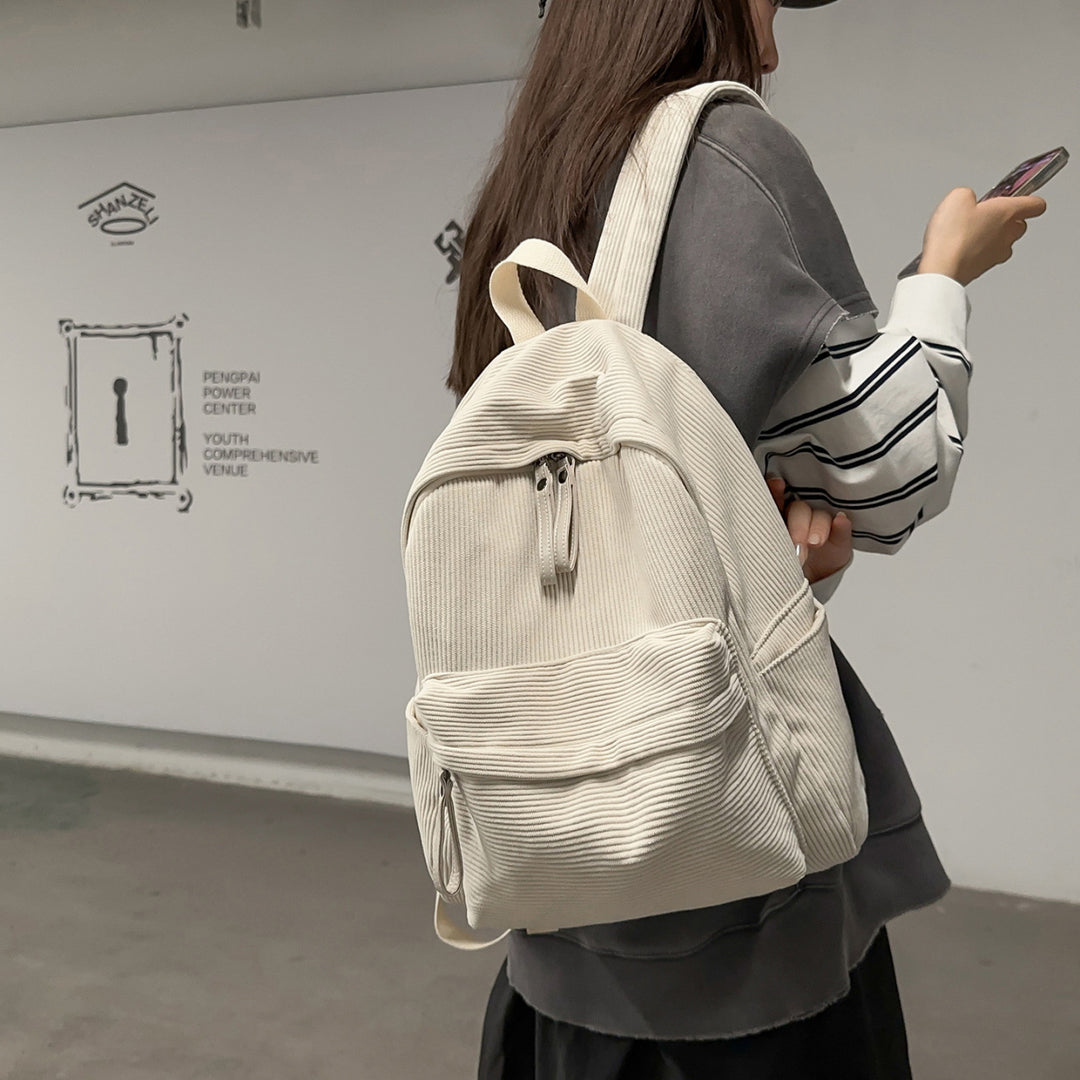 Textured Fabric Casual Backpack Bowlift