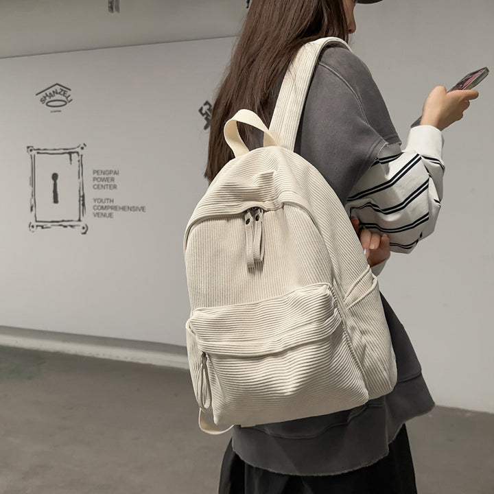 Textured Fabric Casual Backpack Bowlift
