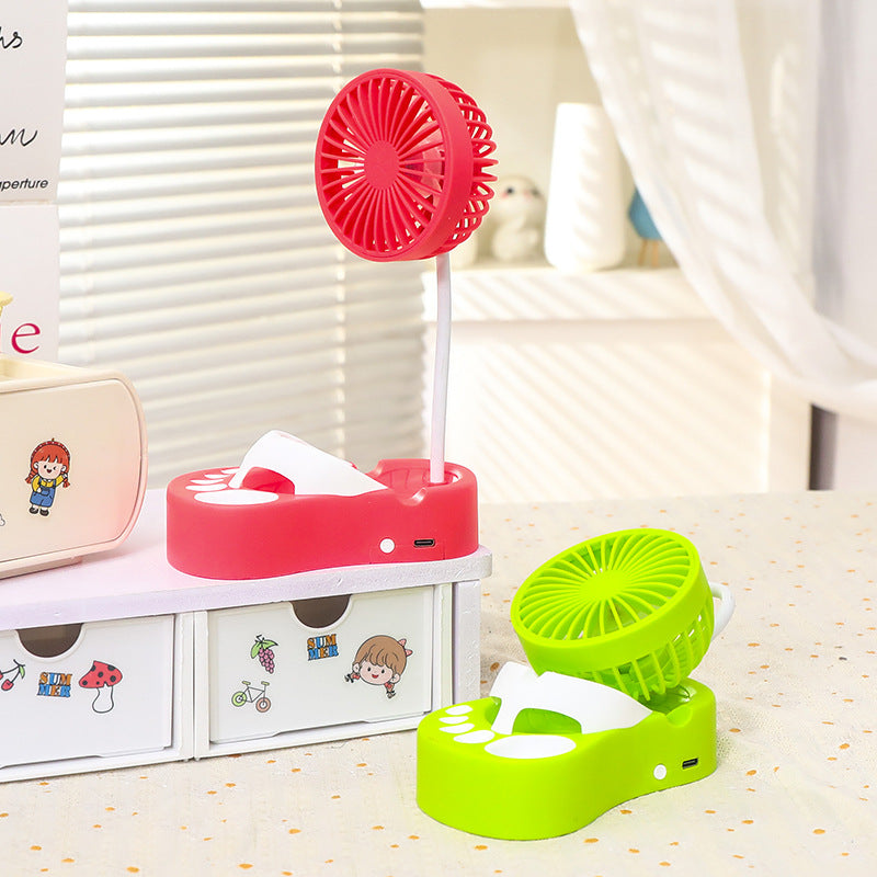 Women's portable USB table fan with flexible gooseneck and integrated light Bowlift