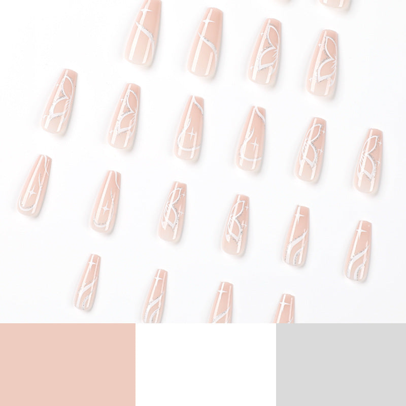 Elegant Nail Extensions with Floral Design Bowlift