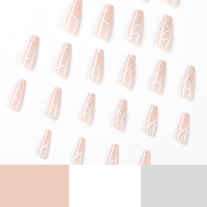 Elegant Nail Extensions with Floral Design Bowlift
