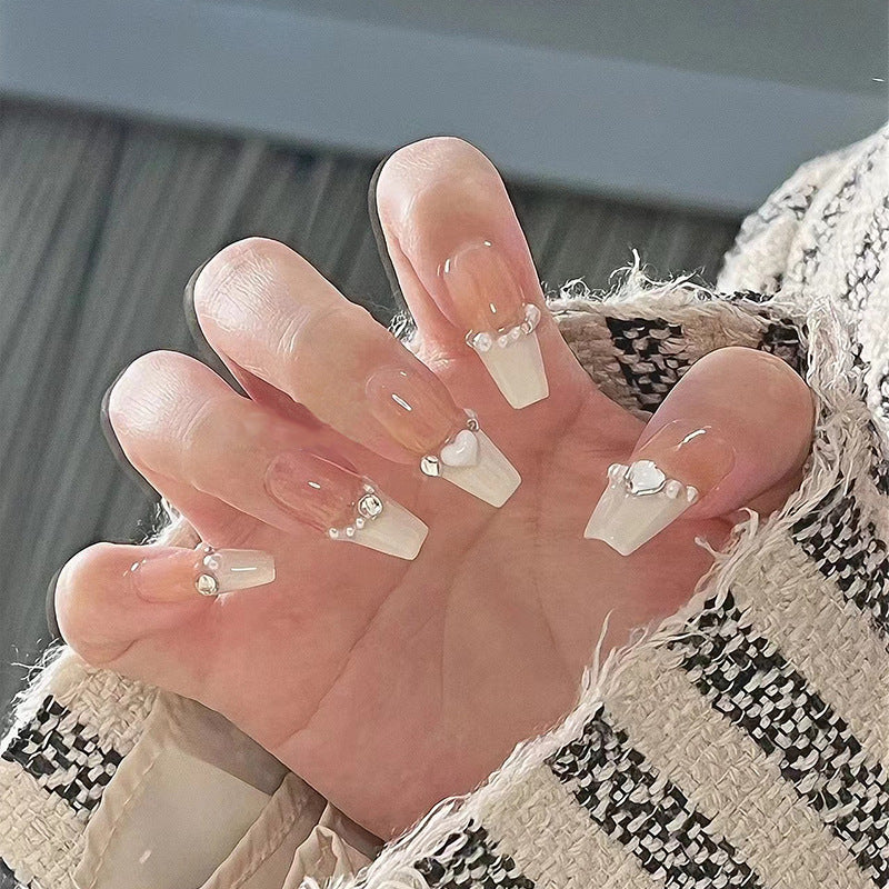 Artificial nail set with elegant flower and glitter decorations Bowlift