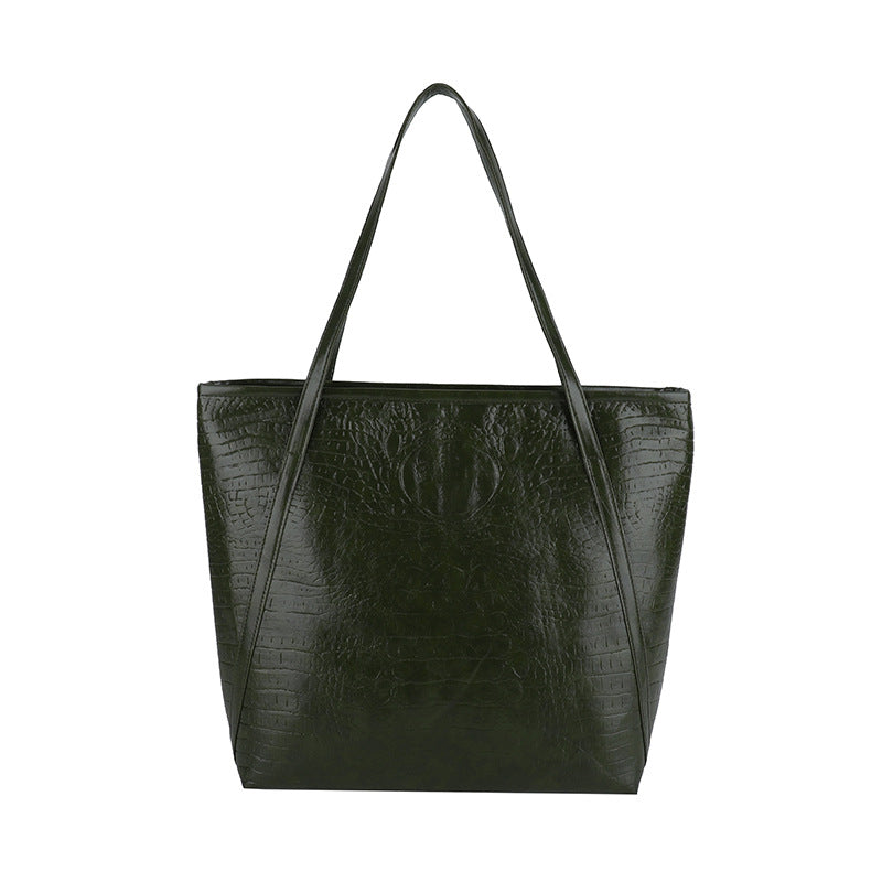 Crocodile-Embossed Leather Tote Bag Bowlift