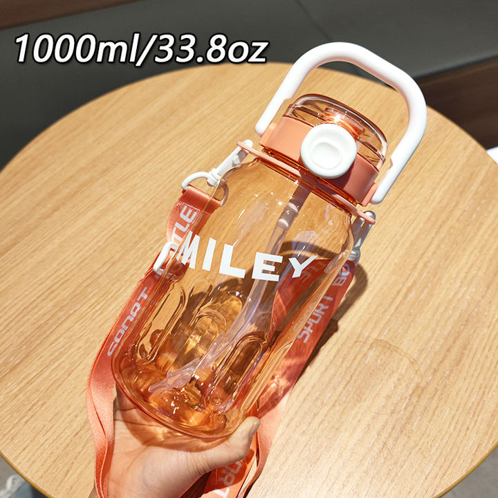 Ladies Sporty Water Bottle with Practical Carrying Strap Bowlift