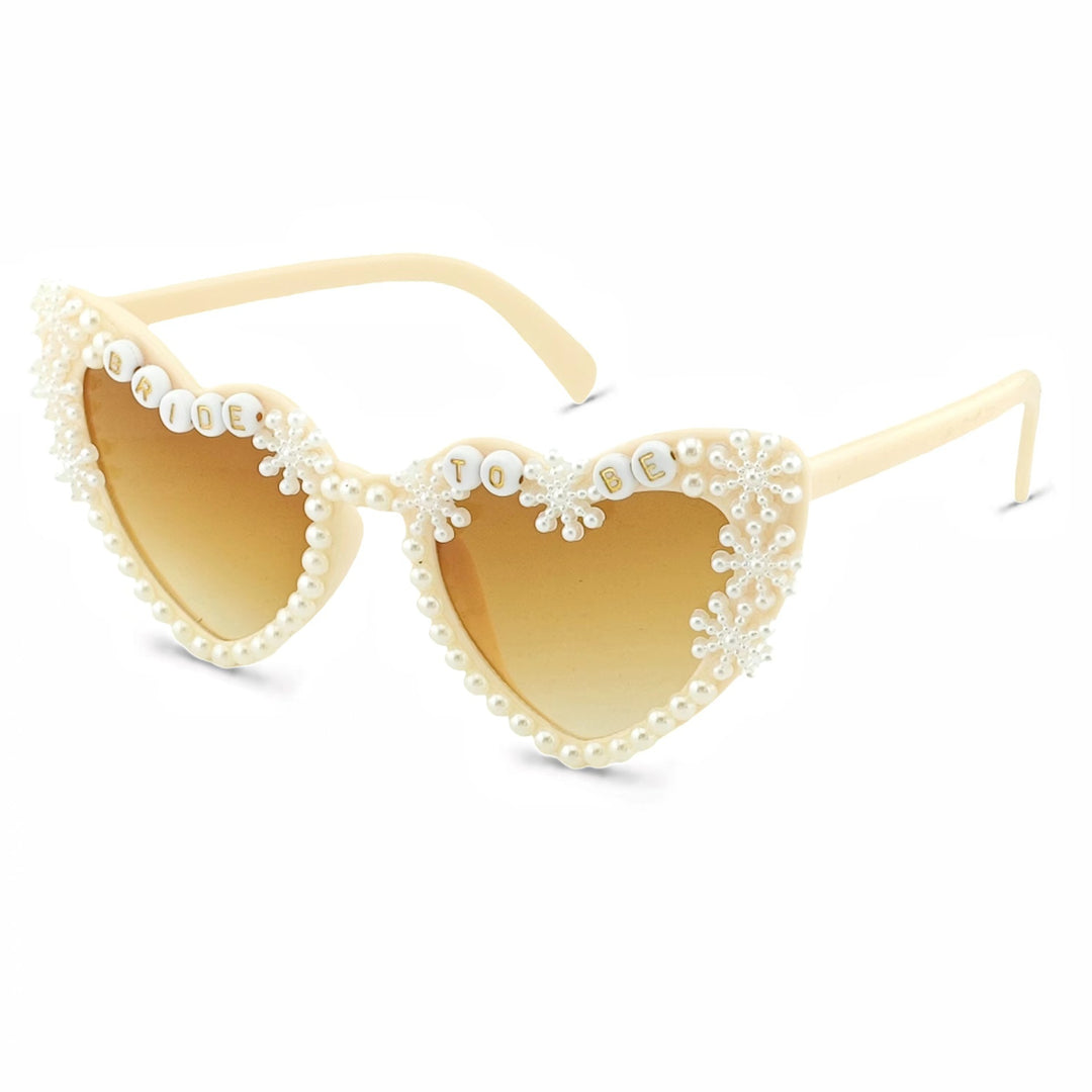 Heart-Shaped Bridal Sunglasses with Pearl Accents Bowlift