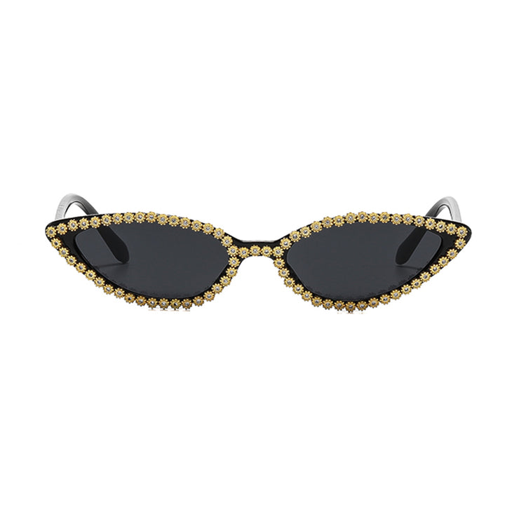 Women's Cat-Eye Sunglasses with Sparkling Flower Decoration Bowlift