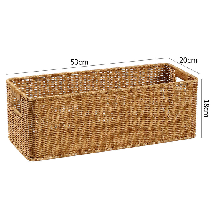 Handwoven Rectangular Storage Basket with Cut-Out Handles Bowlift