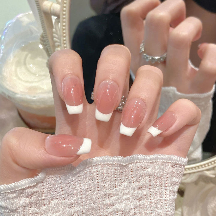 Elegant French Tip Press-On Nail Design Bowlift