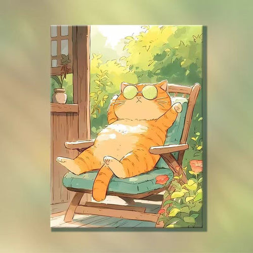 Playful Cartoon Cat Illustration Wall Art Bowlift