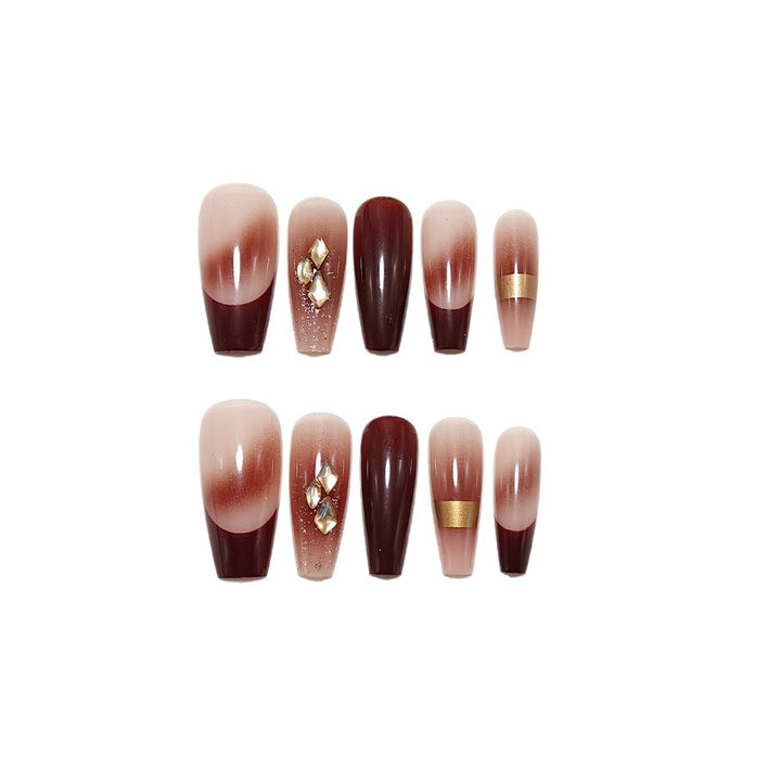 Artificial nails with luxury embellishments and stylish color gradients Bowlift