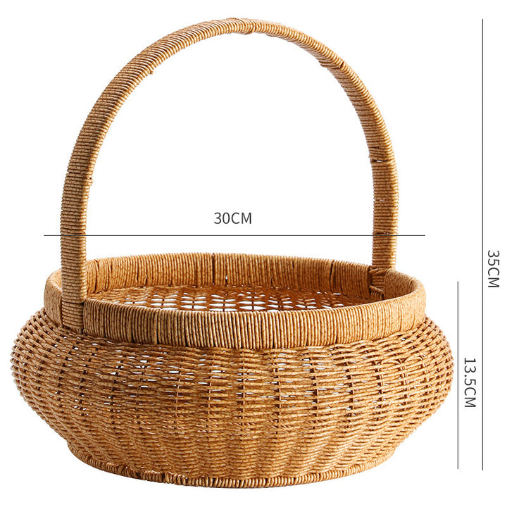 Unisex Handwoven Shopping Basket with Practical Handle Bowlift