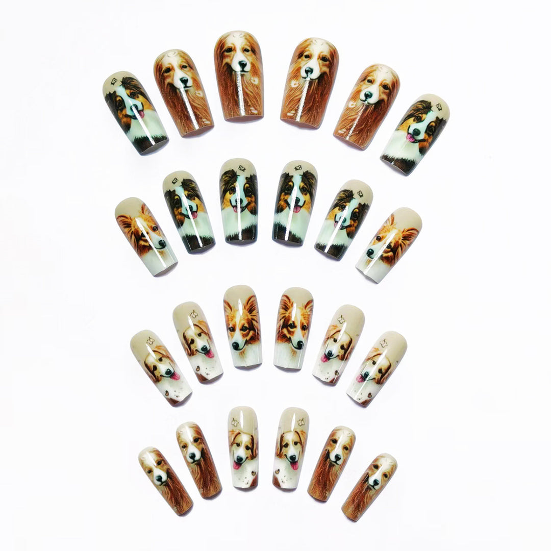 Artificial Nails in Charming Dog Lover Design Bowlift