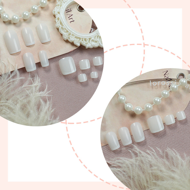 Premium Gel Press-On Nail Set with Elegant French Tip Design Bowlift