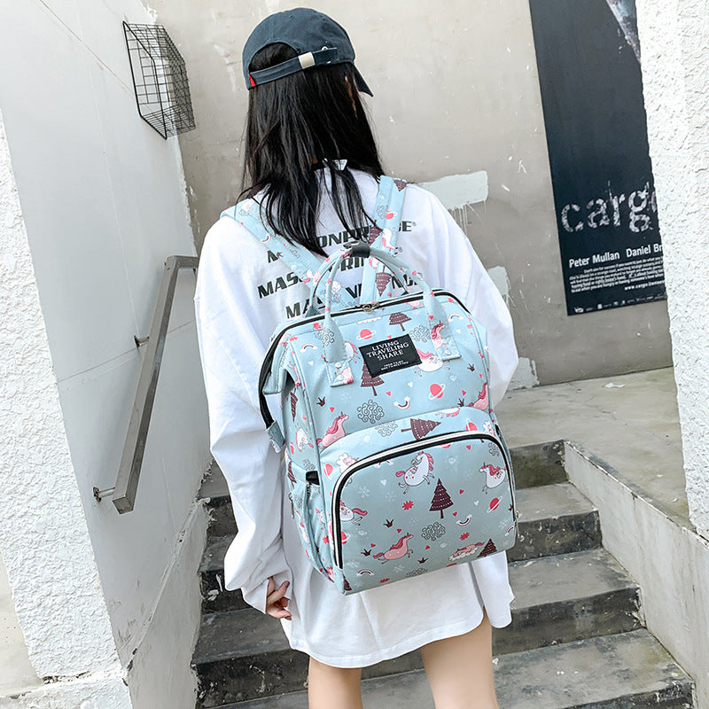 Versatile Leaf Print Travel Backpack Bowlift