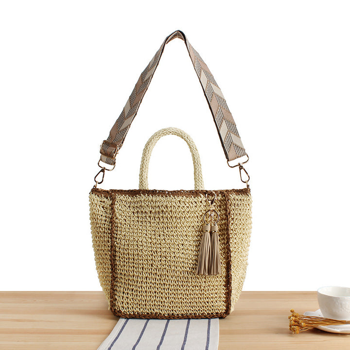 Braided Shoulder Bag with Modern Tassel and Adjustable Carrying Strap Bowlift