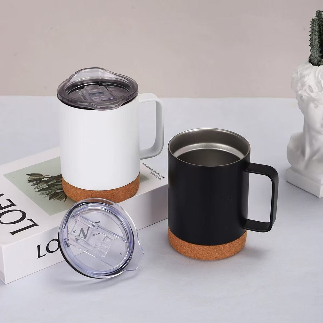 Ladies elegant coffee mug with cork bottom and transparent lid Bowlift