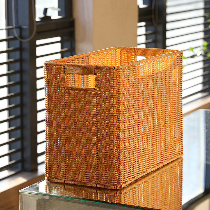 Rectangular Woven Storage Bin with Handles Bowlift