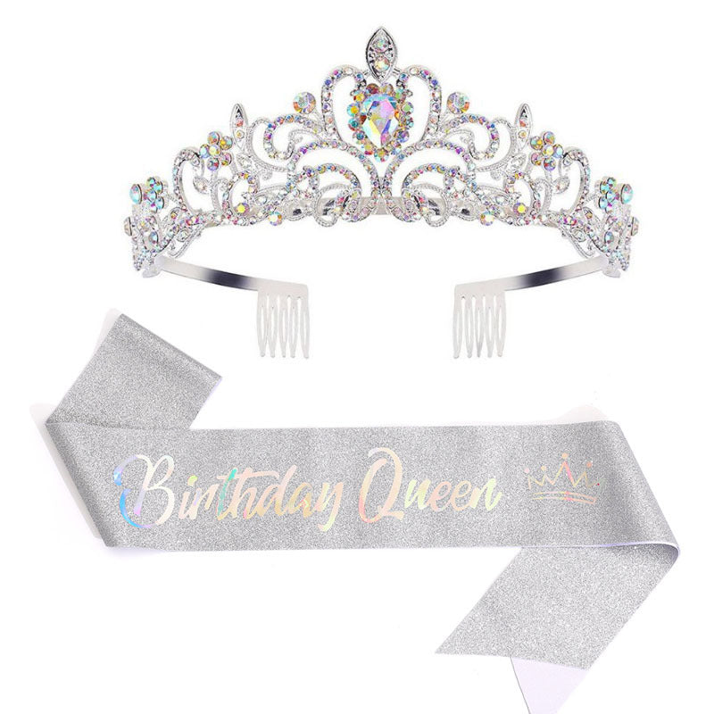 Women's festive birthday sash with glitter Bowlift