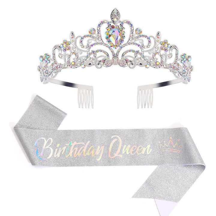 Women's festive birthday sash with glitter Bowlift