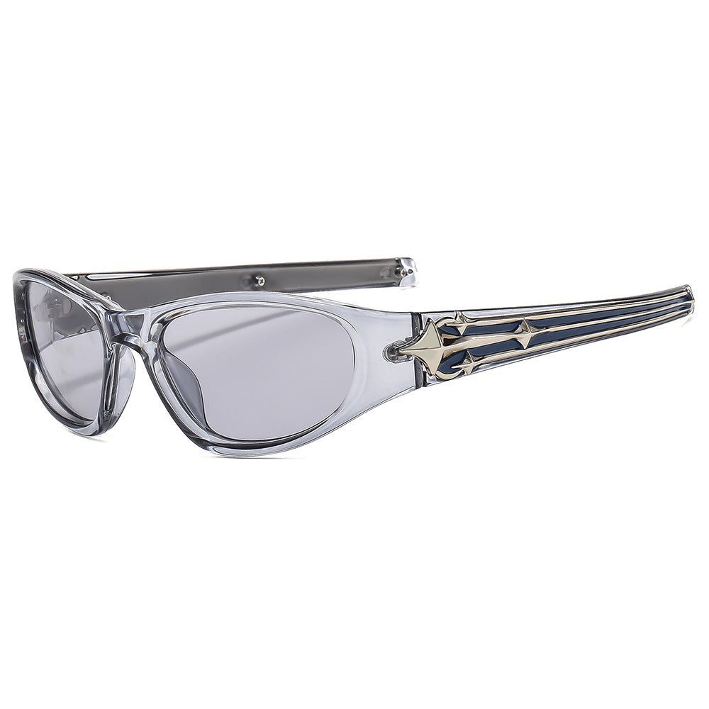 Fashion-Forward Shield Sunglasses with Decorative Frame Design Bowlift