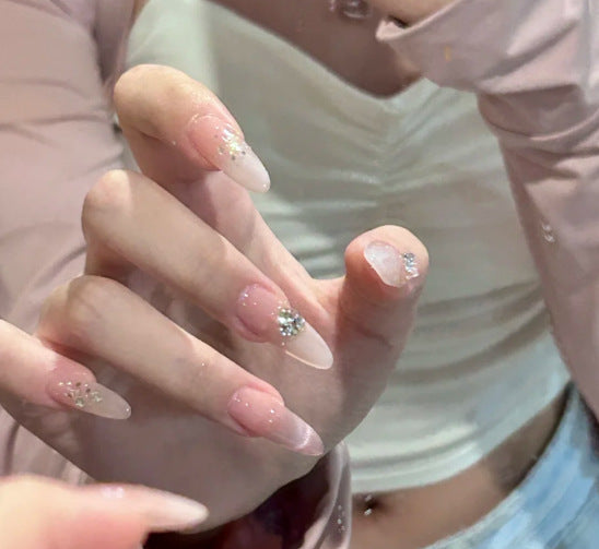 Decorative Long Stiletto Press-On Nails with Heart and Floral Accents Bowlift