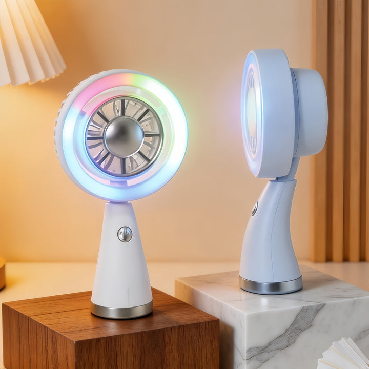 Women's Portable Table Fan with LED Lighting and USB Connection Bowlift