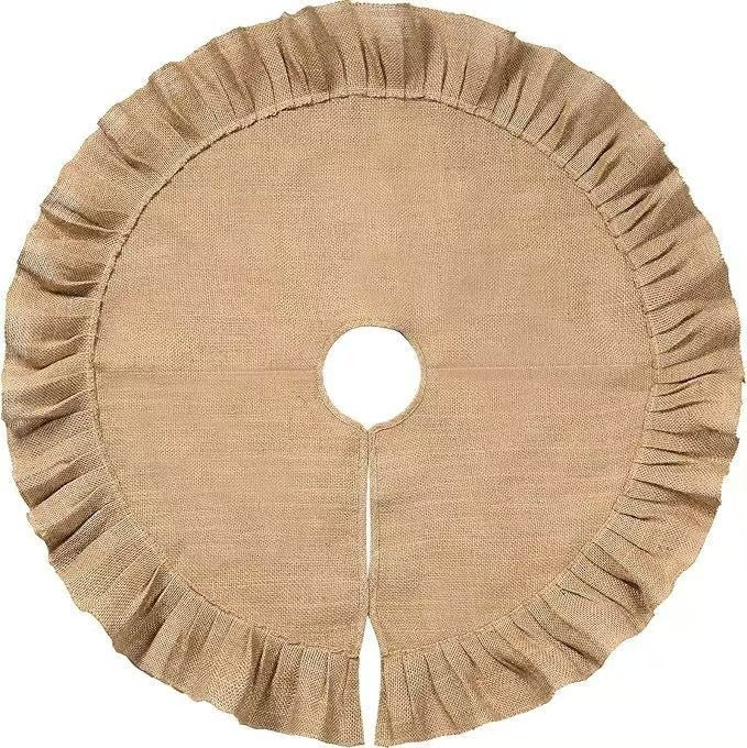 Rustic Christmas tree skirt with ruffle detail Bowlift