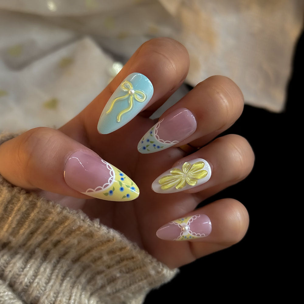 Artistic Decorative Press-On Nail Set Bowlift