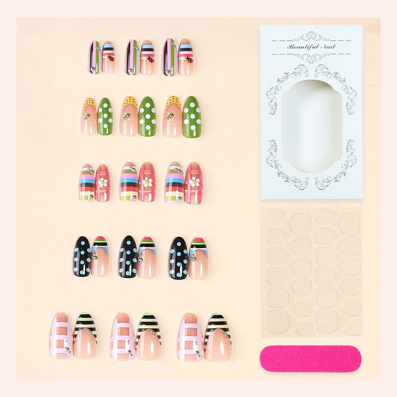 Acrylic nail set with colorful patterns and creative designs Bowlift