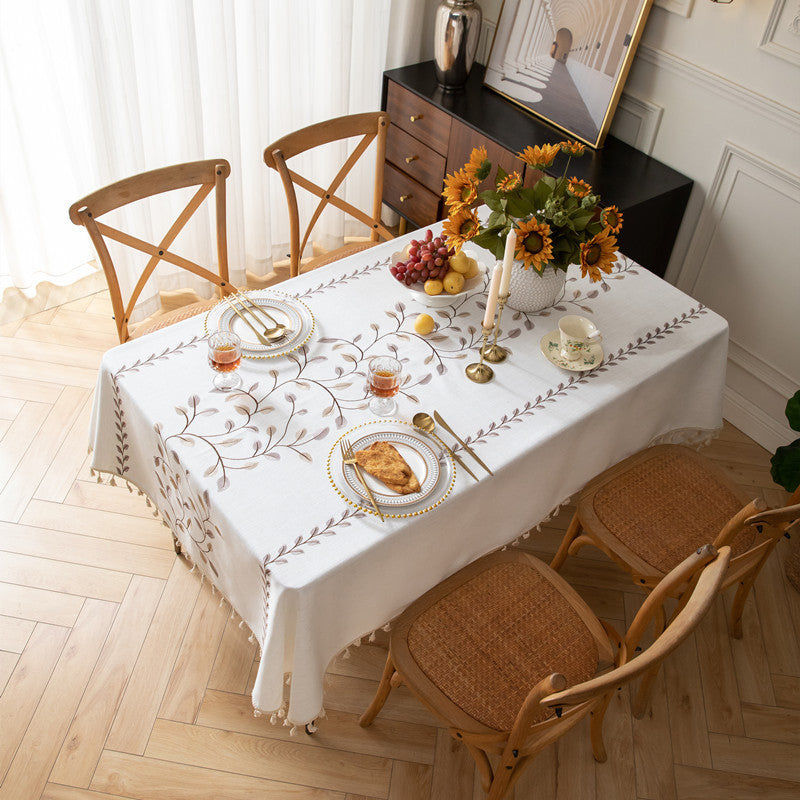 Embroidered Botanical Tablecloth