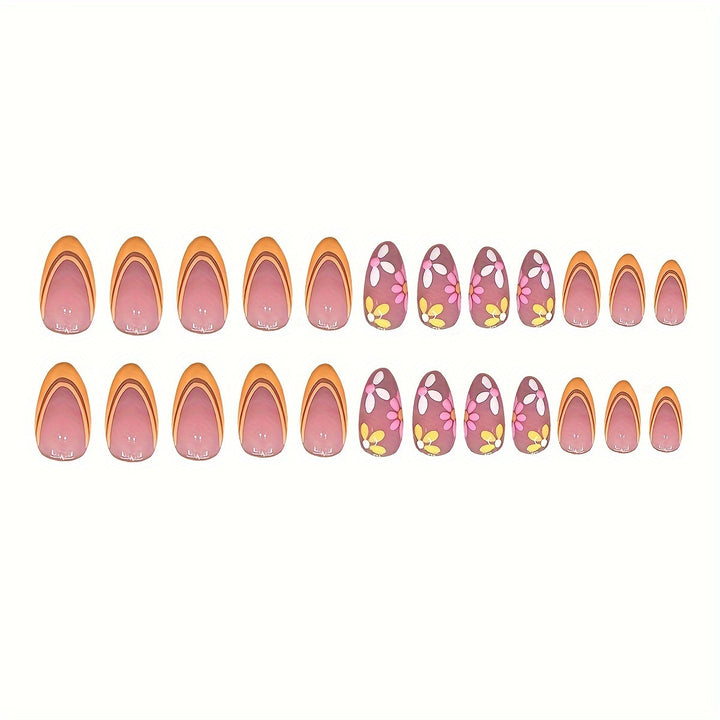 Floral-Themed Press-On Nail Art Bowlift