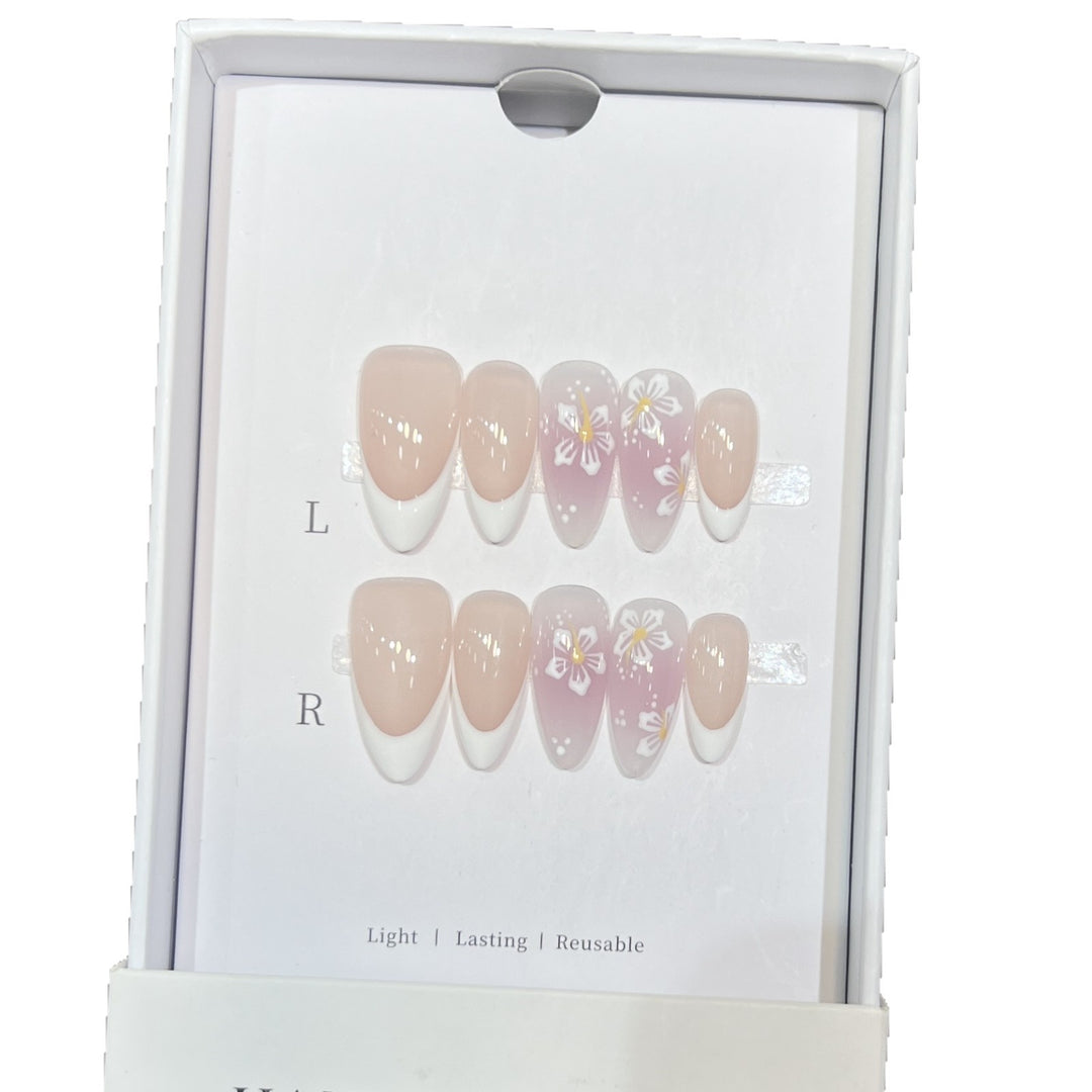 Floral-Design Reusable Press-On Nail Set Bowlift