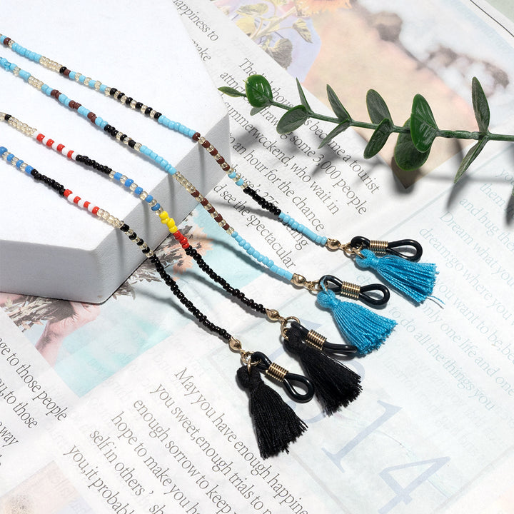 Beaded Eyewear Chain with Tassel Attachments Bowlift