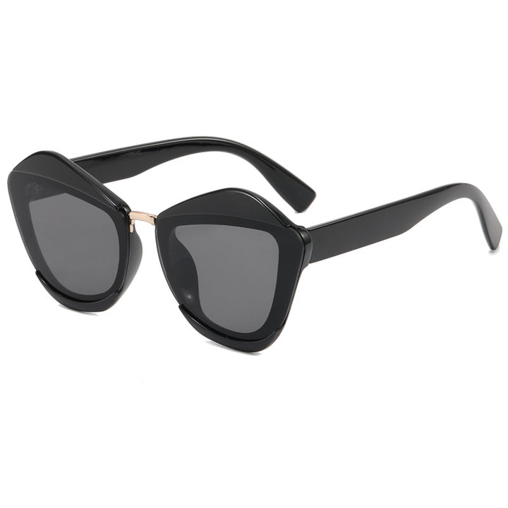 Women striking designer sunglasses with extravagant frame Bowlift