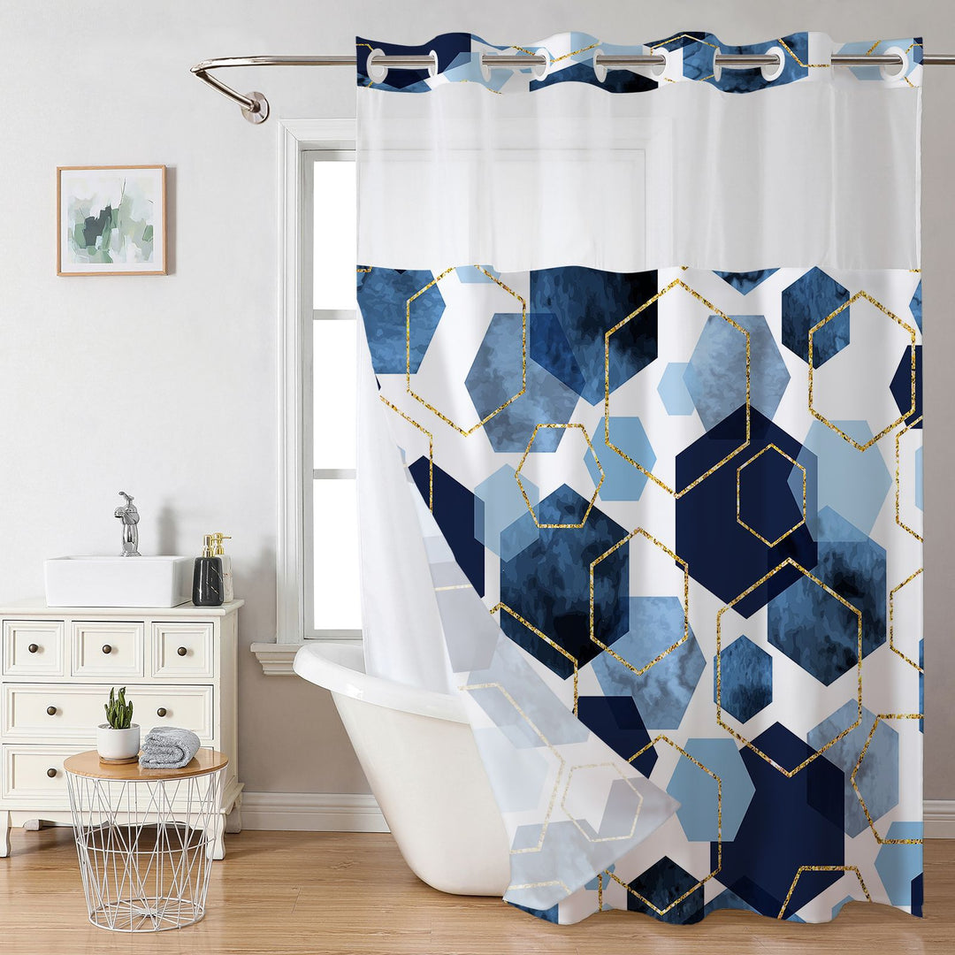 Geometric Pattern Shower Curtain Bowlift