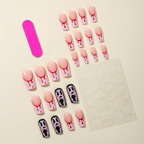 Gothic Blood-Spatter Acrylic Nail Art Extensions Bowlift