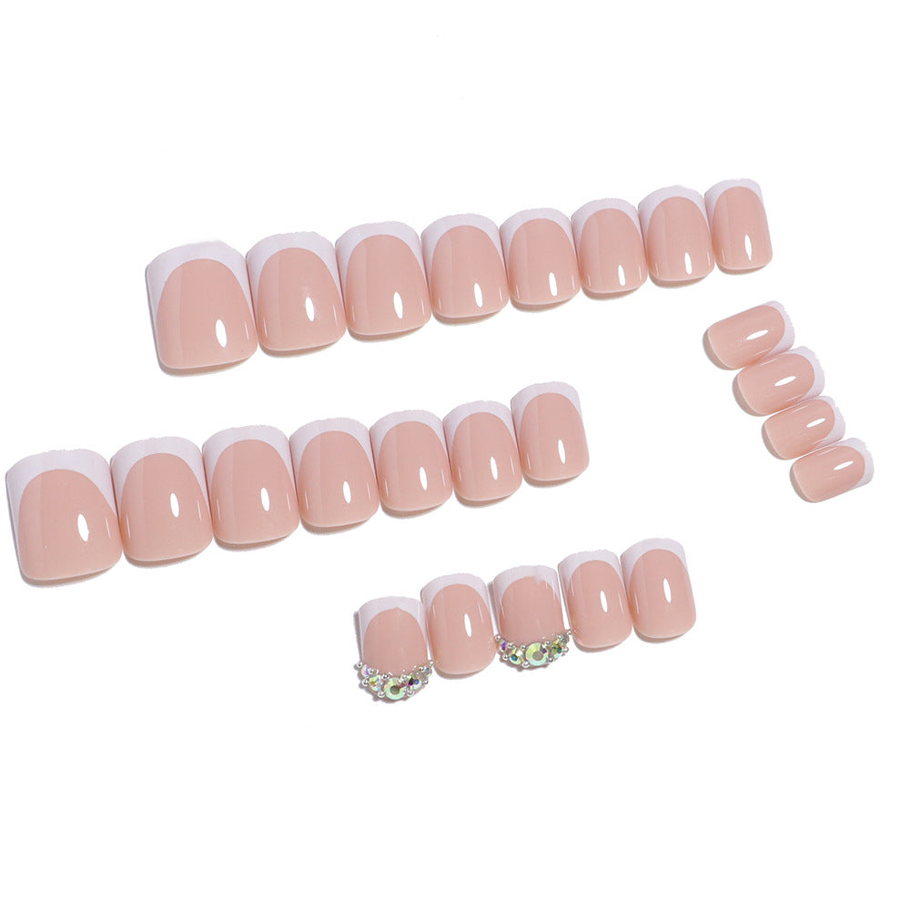 Elegant Press-On Nail Set with Rhinestone Accents Bowlift